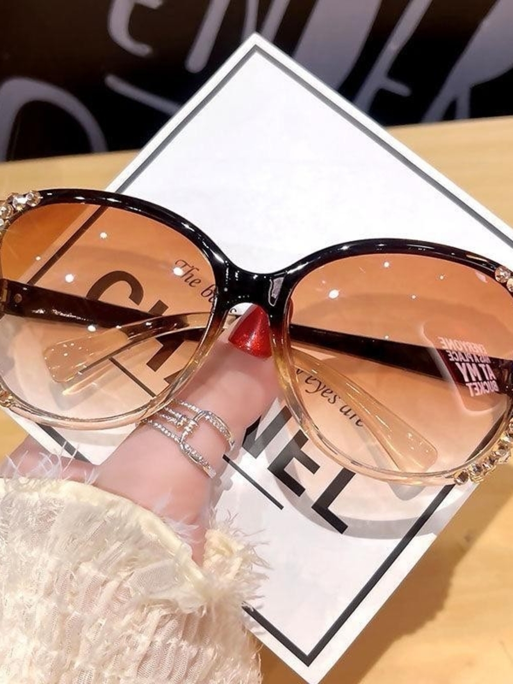 Women's Gradient Brown Oversized Fashion Sunglasses